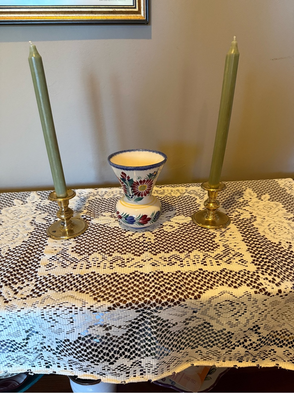 Vintage Quaker Style Ivory Lace Square Accent Tablecloth Rose Pattern - Picture 5 of 8